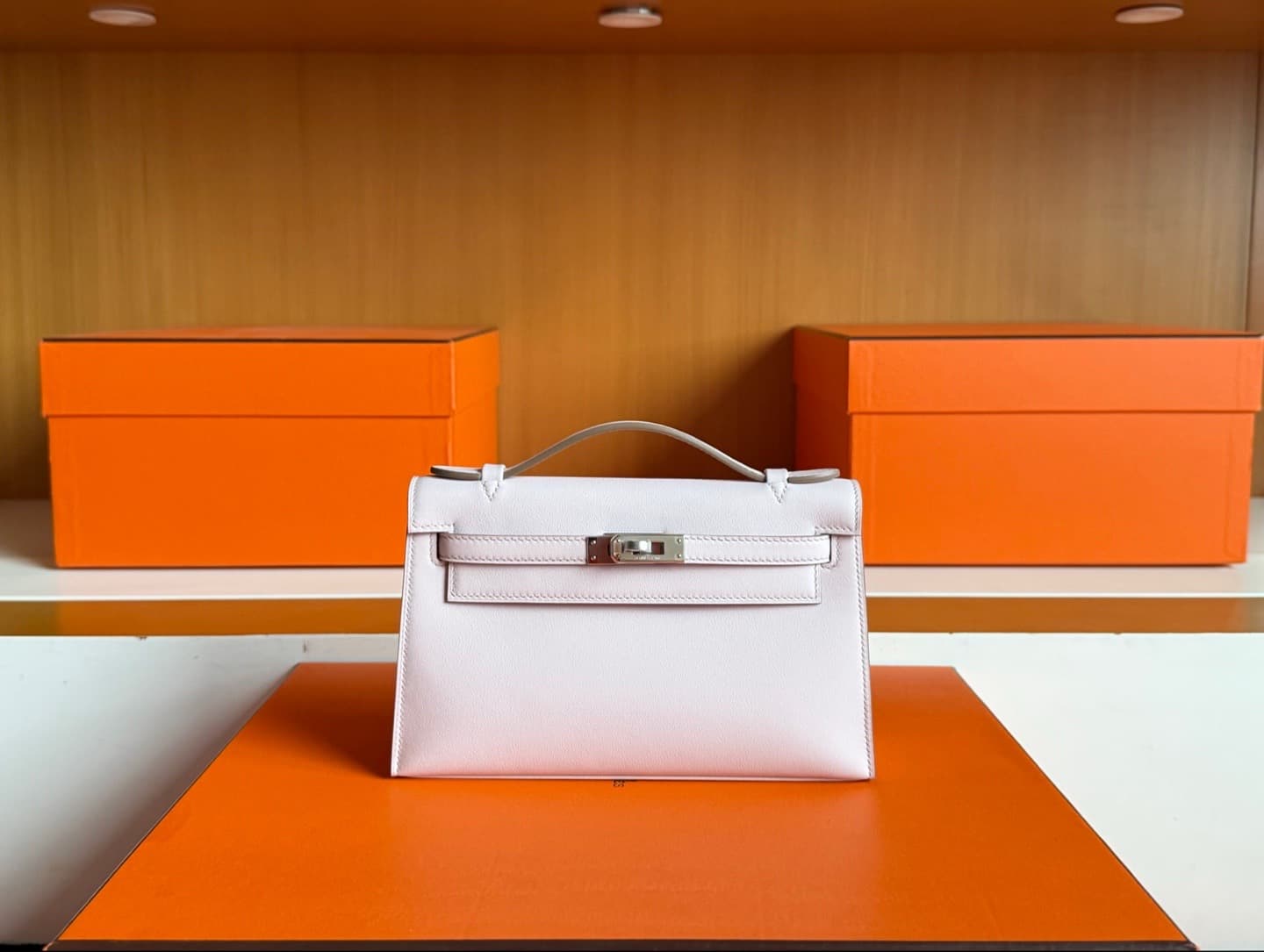 ELAVERE First-Generation Mini Kelly — Ivory Swift Leather, Silver Hardware